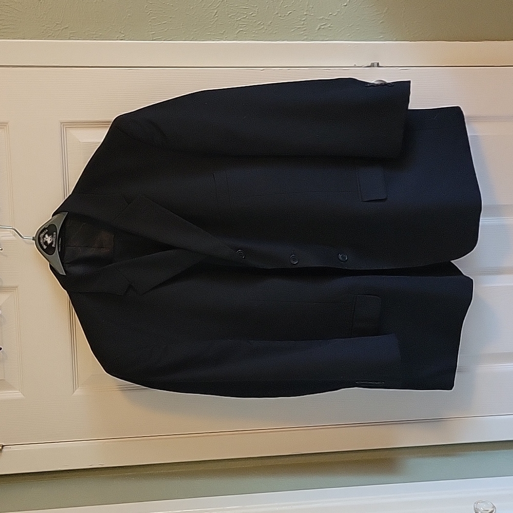 Men's size 54 regular Linea Oumo wool blend navy blue suit.